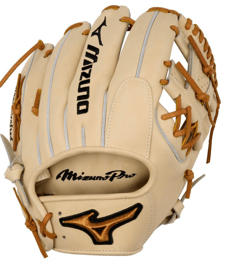 Mizuno Pro GMP-4000S INF glove in beige leather, showcasing premium craftsmanship and durability for baseball players.