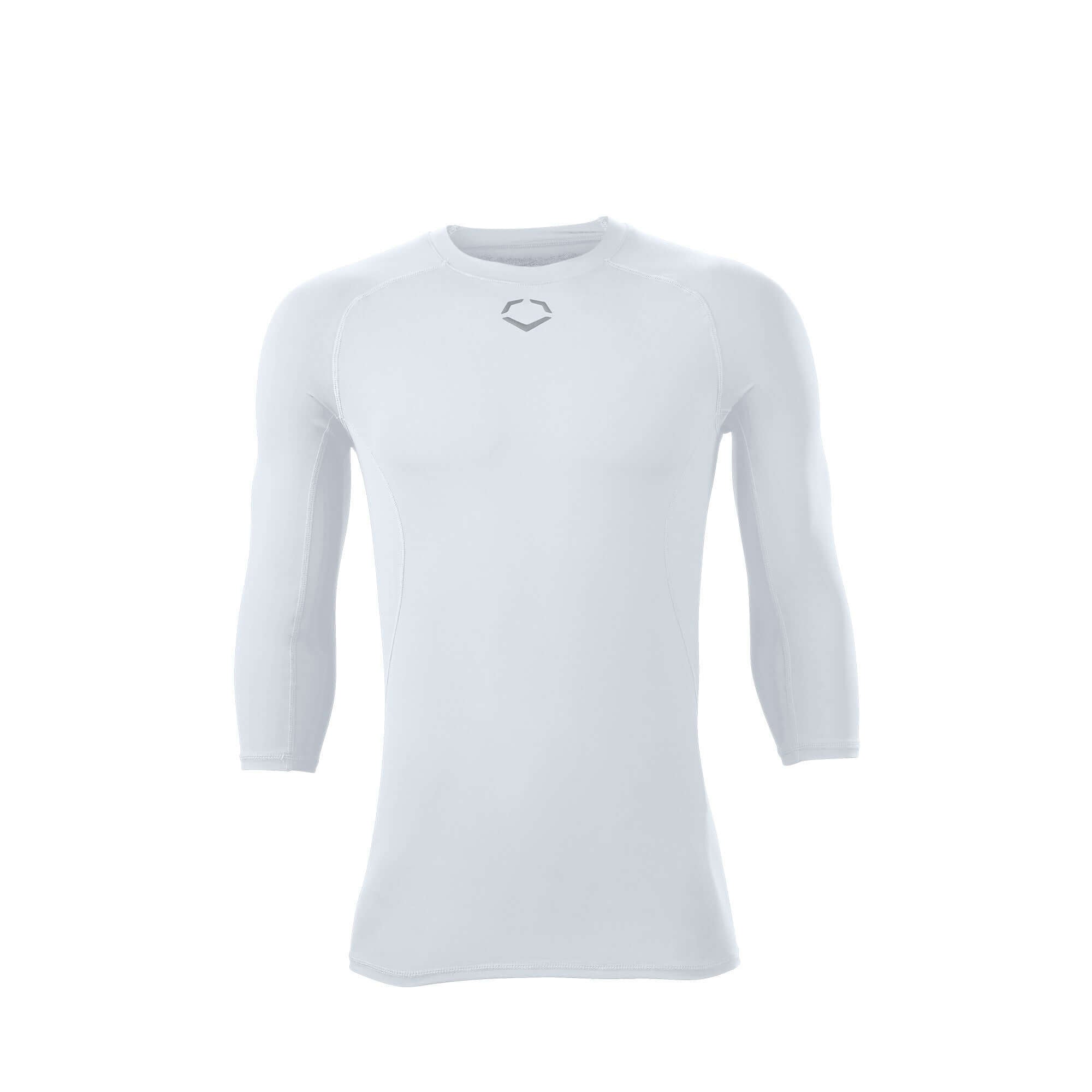 Evoshield Men's Cooling Mid Sleeve Tee in Team White, moisture-wicking fabric with UPF 50+ sun protection.