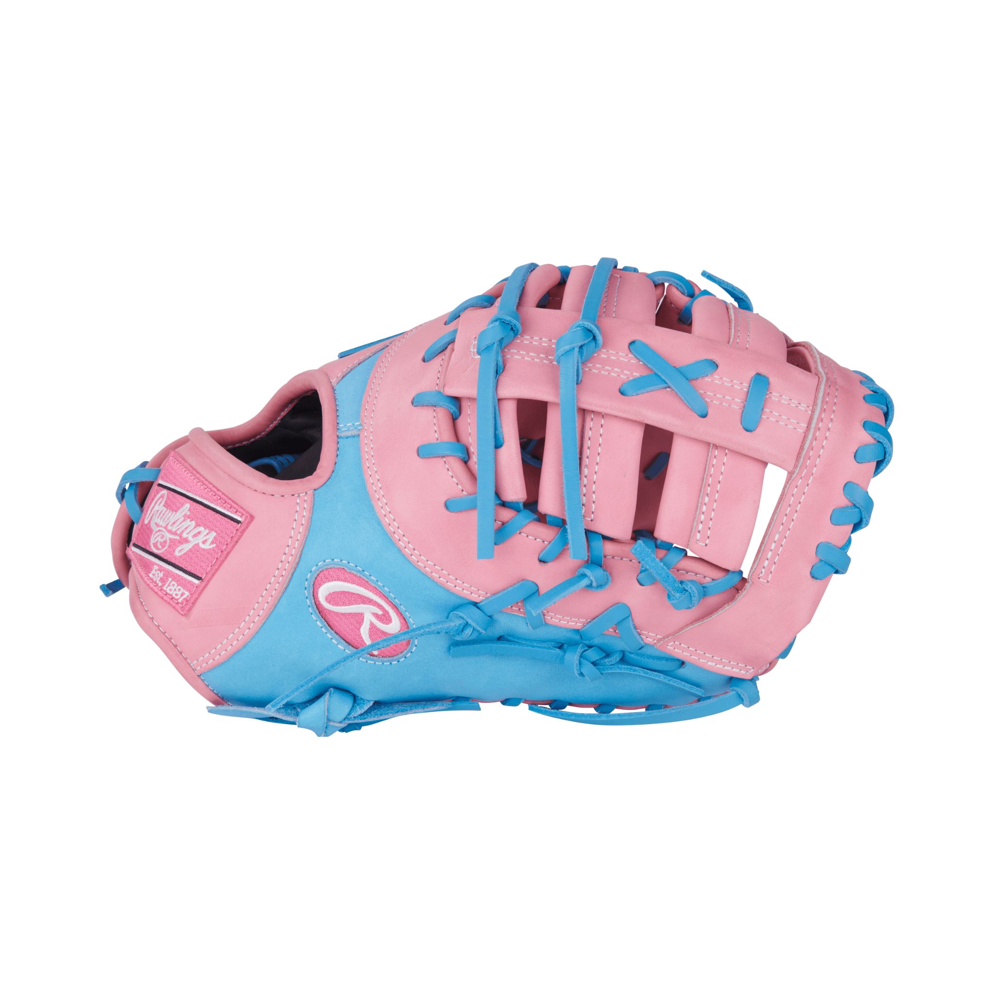 Rawlings Heart of the Hide Baseball First Base Mitt 12.25" Pink/Columbia Blue