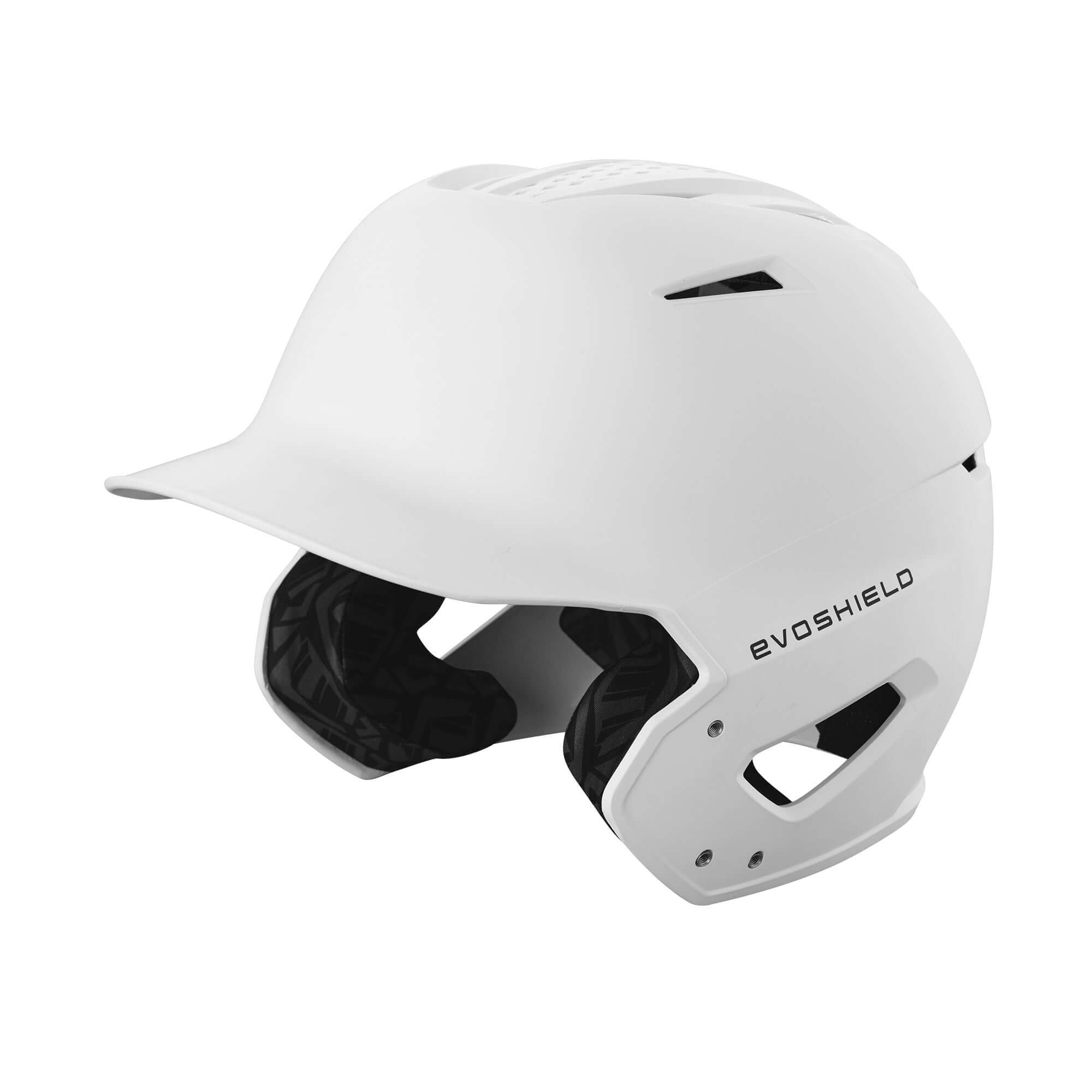 Evoshield XVT 2.0 Matte Batting Helmet in Team White, designed for comfort and protection at the plate.