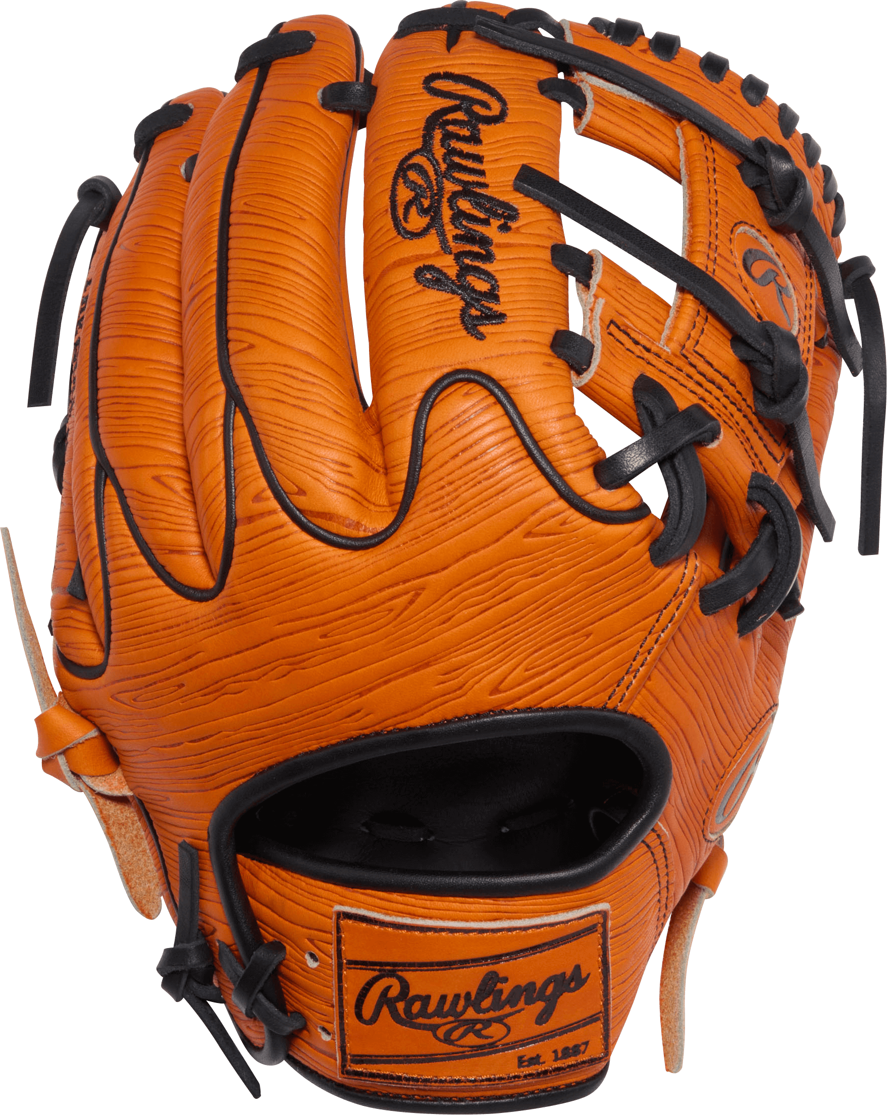Rawlings March 2026 Gold Glove Club RGGC (GOTM) PROR204W-2OO 11.5" Baseball Glove palm view, orange with black lacing