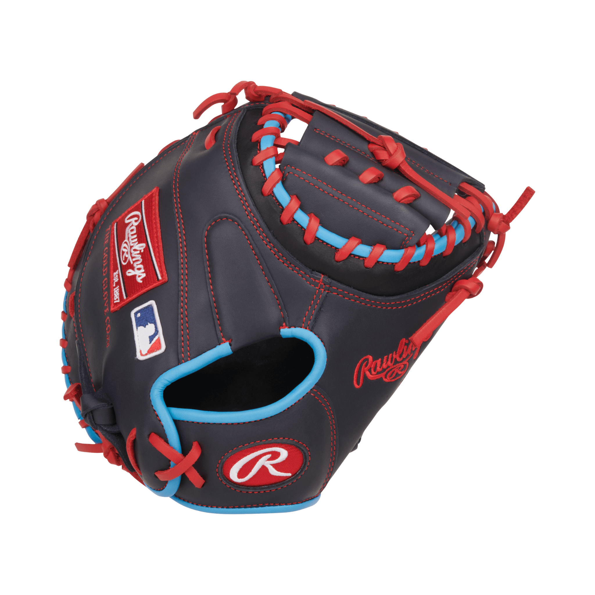 Rawlings NXT Catcher's Mitt - Back View, Navy/Gray, 32.5", Conventional Back, Pro-Level Craftsmanship.