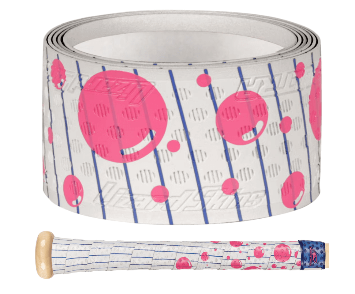 Lizard Skins DSP Ultra Bat Grip in Dugout Bubble design with pink and white pattern for enhanced grip and performance.