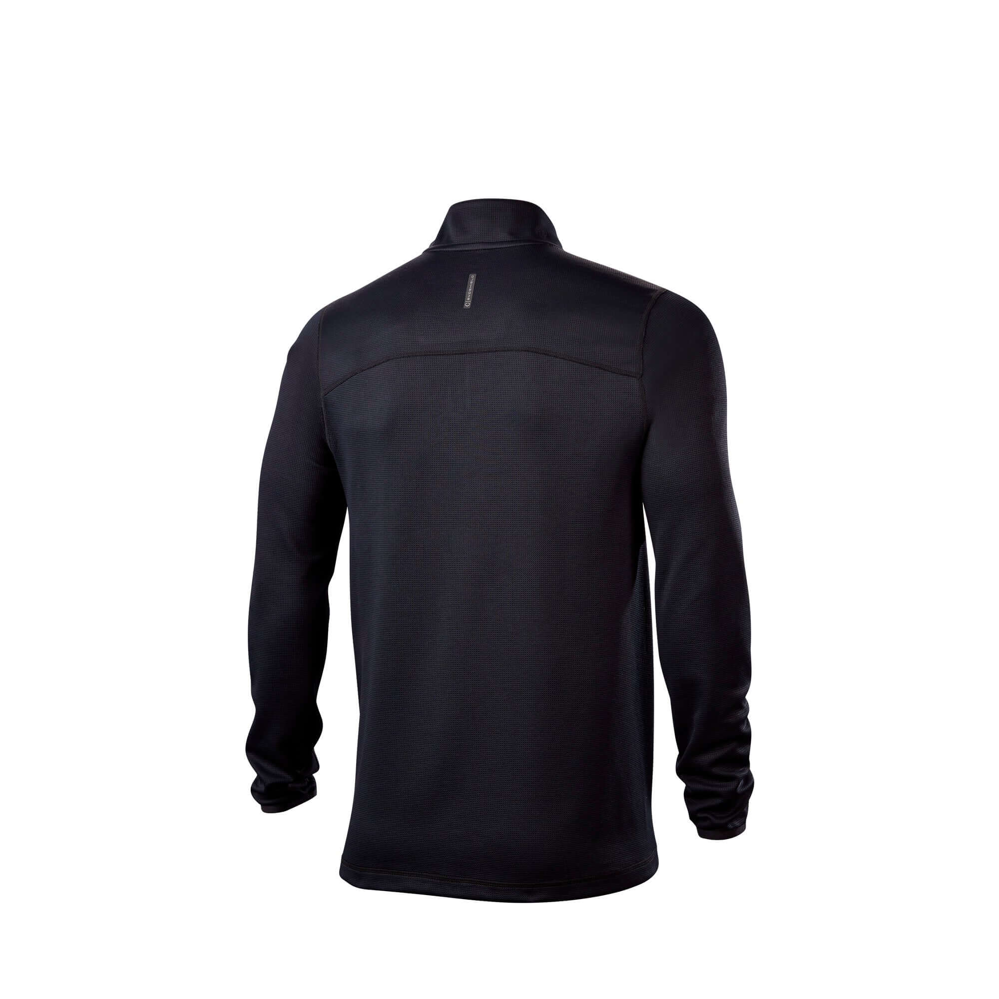 Evoshield Men's Lightweight 1/4 Zip Pullover in black, showcasing the back view with a comfortable athletic fit.