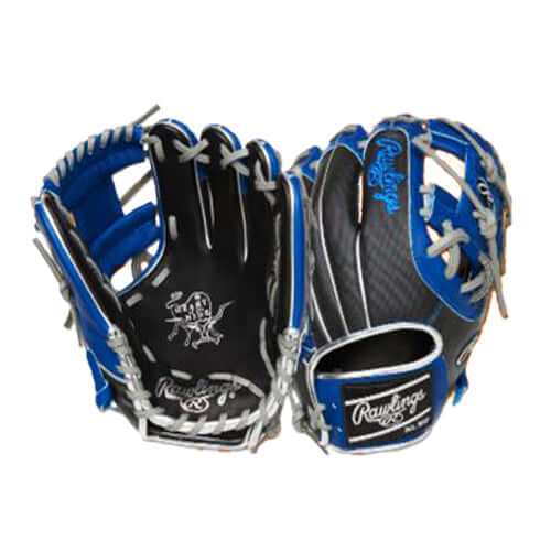 Rawlings ColorSync 7.0 Heart of the Hide 11.5" infield glove featuring metallic silver and royal blue design.