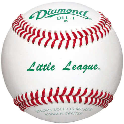 Diamond DLL-1 Baseball with leather cover and raised red seams.