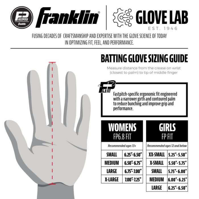 Franklin CFX FP Series White/Chrome batting gloves for women, designed for comfort and performance.