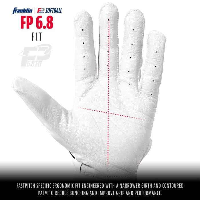 Franklin CFX FP Series White/Chrome batting gloves for women, designed for comfort and performance.