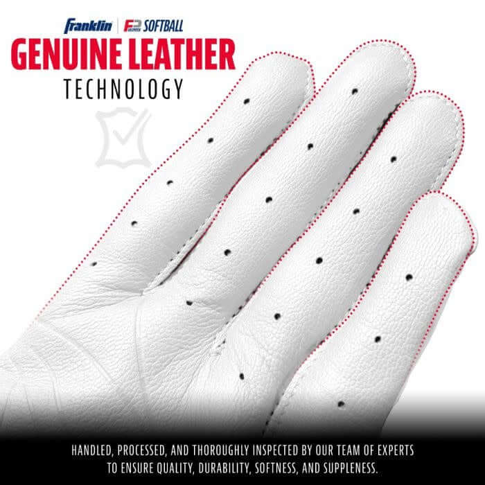 Franklin CFX FP Series White/Chrome batting gloves for women, designed for comfort and performance.