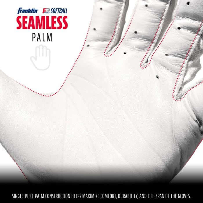 Franklin CFX FP Series White/Chrome batting gloves for women, designed for comfort and performance.