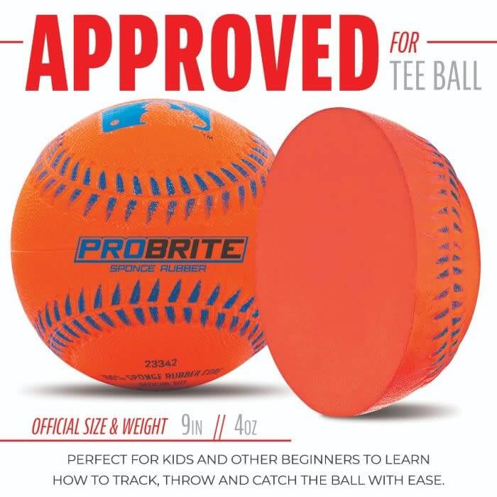 Franklin Probrite Rubber Ball with bright optic colors, official size, and weight, perfect for training hand-eye coordination.