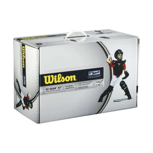 Wilson EZ Gear Kit S/M Black for ages 5-7, includes helmet, chest protector, and leg guards.