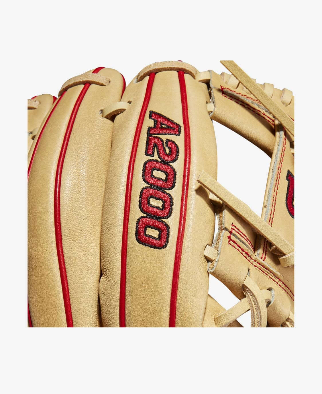 Wilson A2000 DP15 11.5 Glove with H-Web for quick transfers, Blonde/Black/Red.