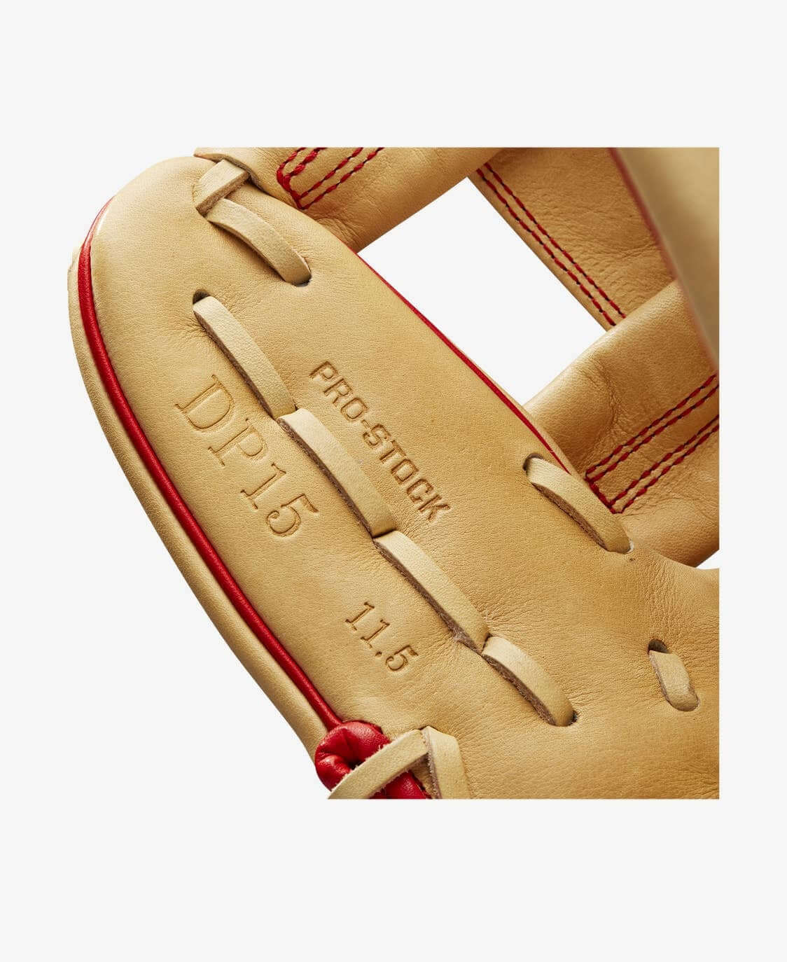 Wilson A2000 DP15 11.5 Glove with H-Web for quick transfers, Blonde/Black/Red.