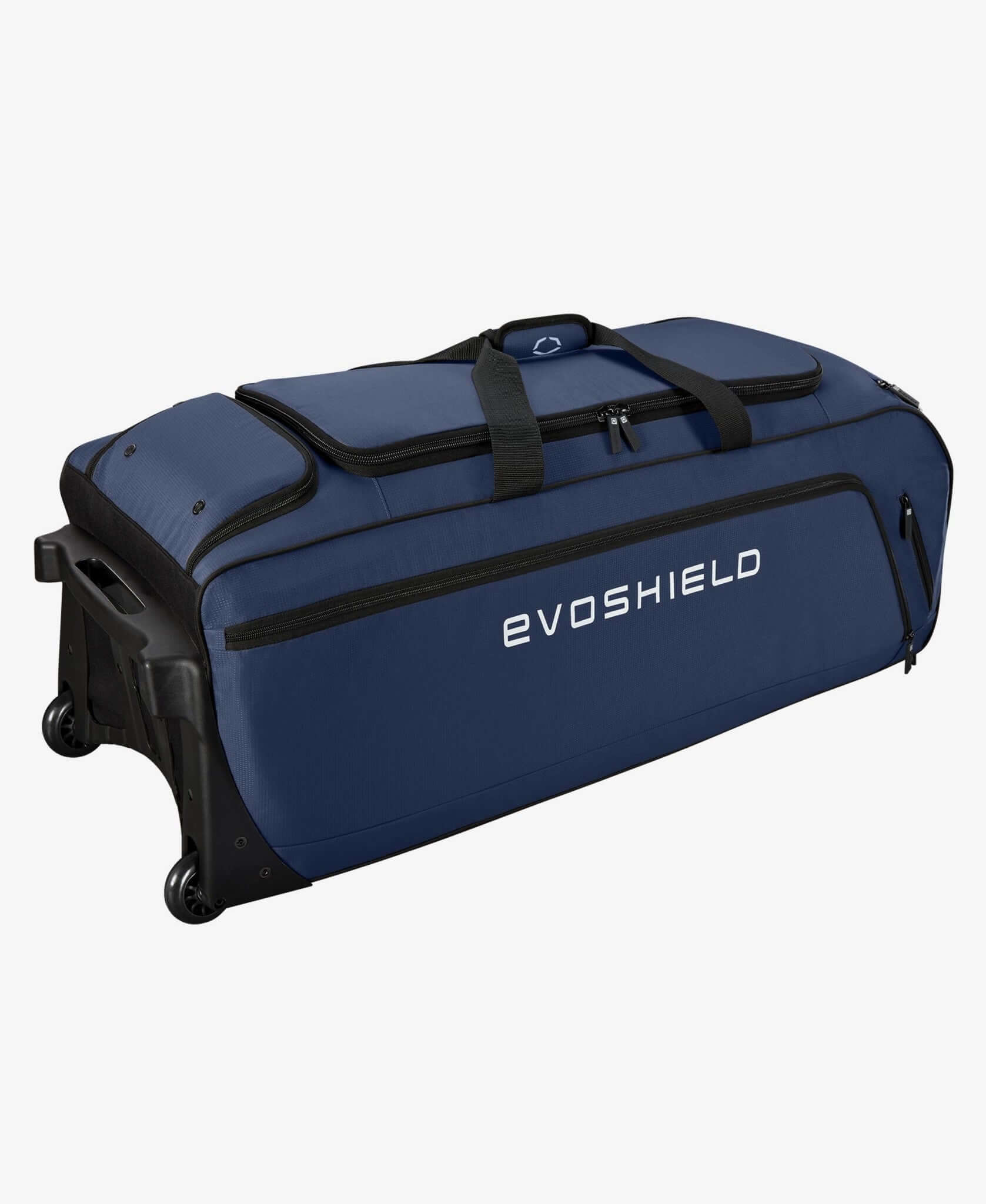 Evoshield Stonewall Wheeled Bag Main compartment fits full catcher's gear and batting helmet.