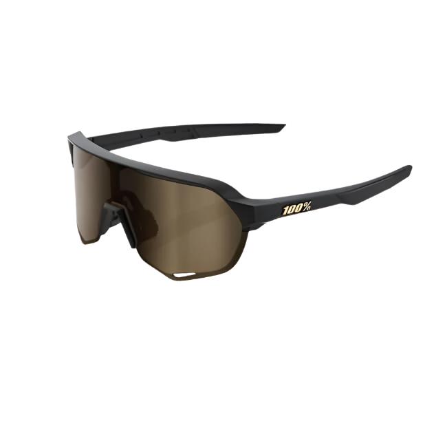 100% S2 Matte Black Soft Gold Mirror Lens sunglasses