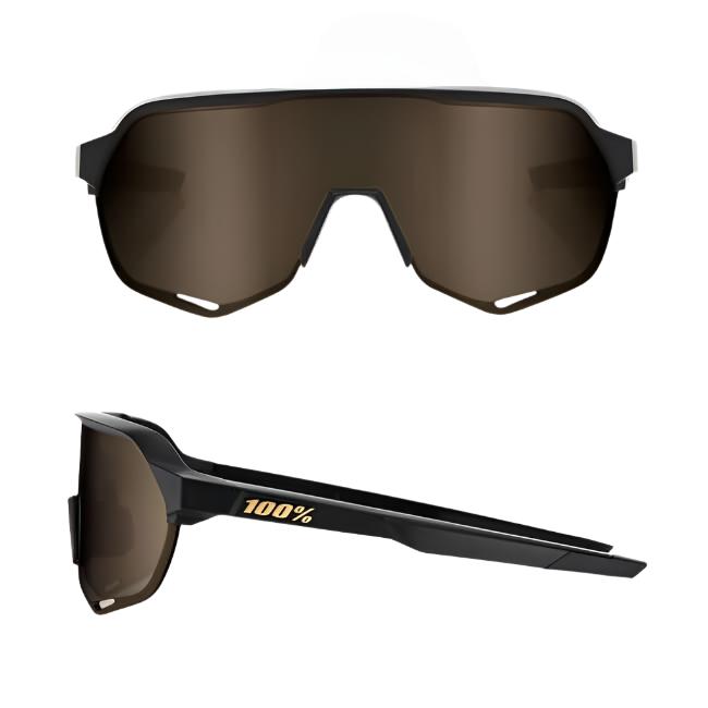 100% S2 Matte Black Soft Gold Mirror Lens sunglasses