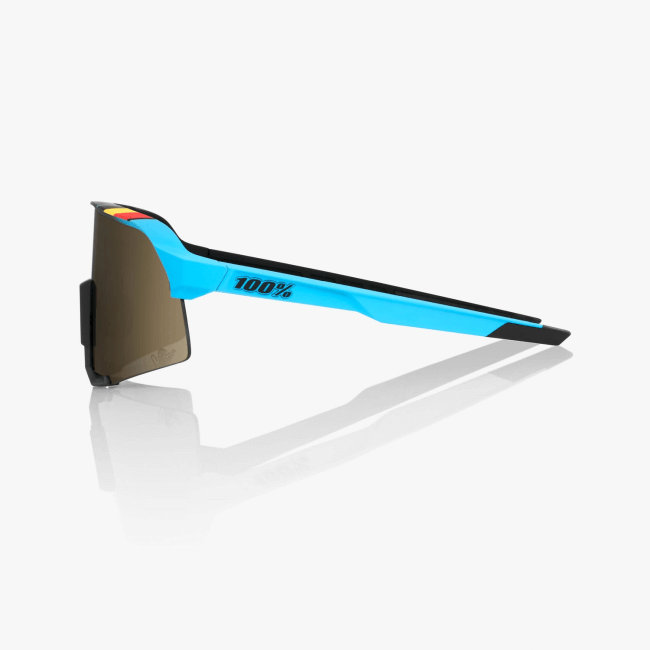 100% S3 sunglasses with 5-base cylindrical shield lens for increased peripheral view and protection
