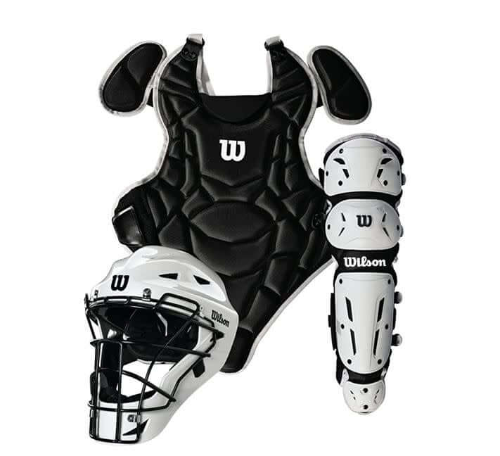 Black Small/Medium Wilson EZ Gear Catcher's Kit with Helmet, Chest Protector, and Shinguards
