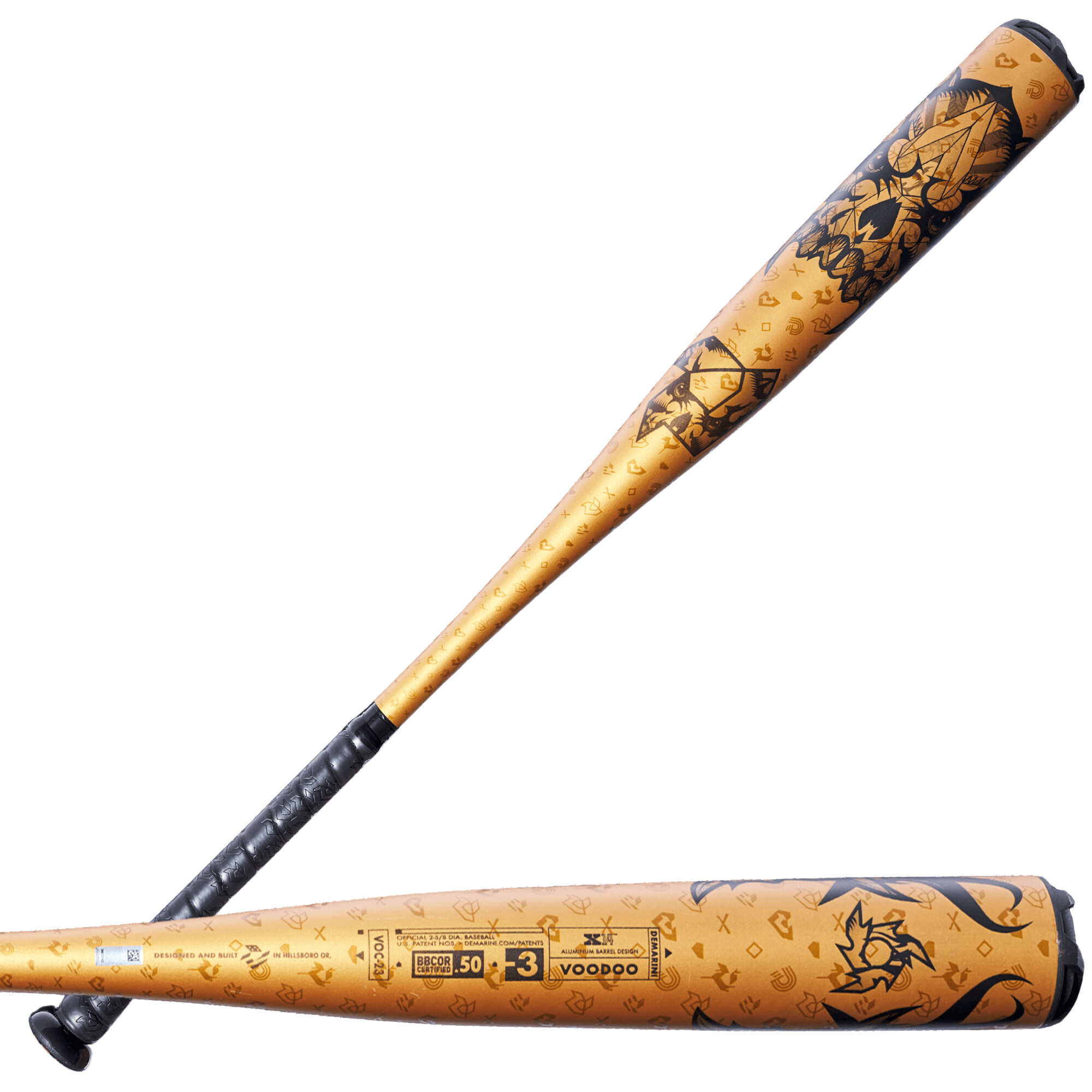 DeMarini Voodoo One Gold BBCOR Baseball Bat (-3) with X14 Alloy Barrel