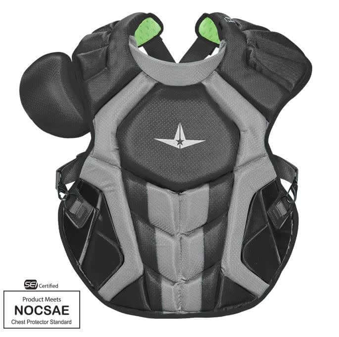 All-Star S7 AXIS Catching Kit for ages 9-12, elite-level, includes helmet, chest protector, and LINQ™ hinge leg guards.