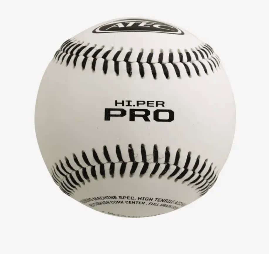 Atec Hi.Per Pro Leather Flat Seam Baseball, regulation size and weight, optimized for training machines.