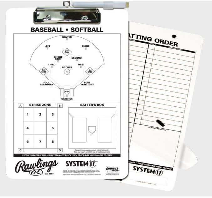 Rawlings Baseball Coach's Clipboard with Dry Erase Pen and Eraser