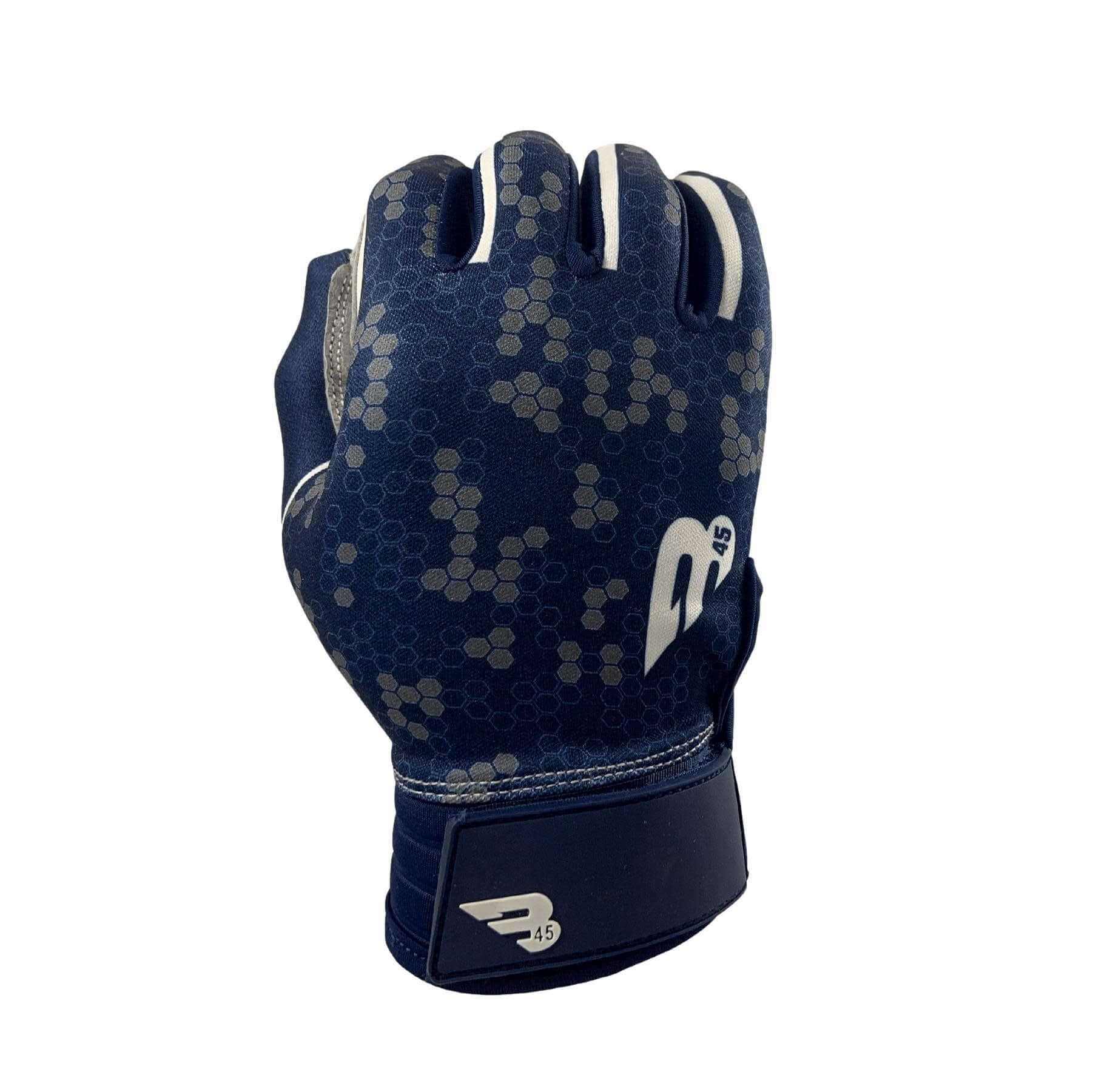Black B45 Batting Gloves made with Premium Quality sheepskin leather, size Small to X-Large.