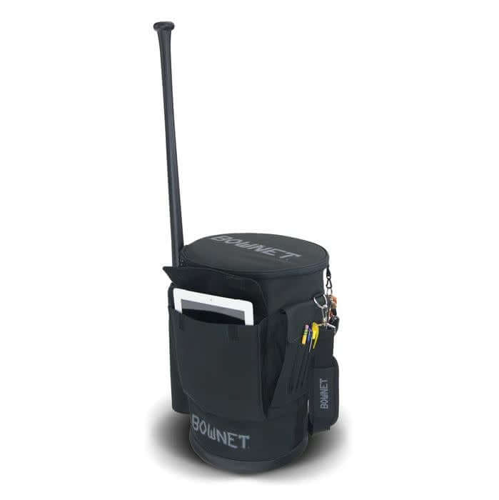 Bownet Bucket Bag with multiple pockets and padded shoulder strap