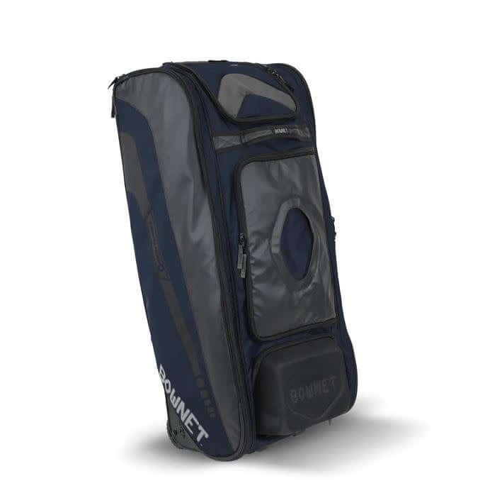 Bownet Commander Bag for catchers with 14 compartments and molded semi-hard case for helmet and spikes.