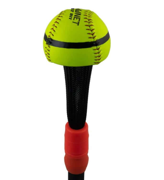 Bownet Flat Hit-6 Pack training softballs with raised seams and real leather cover