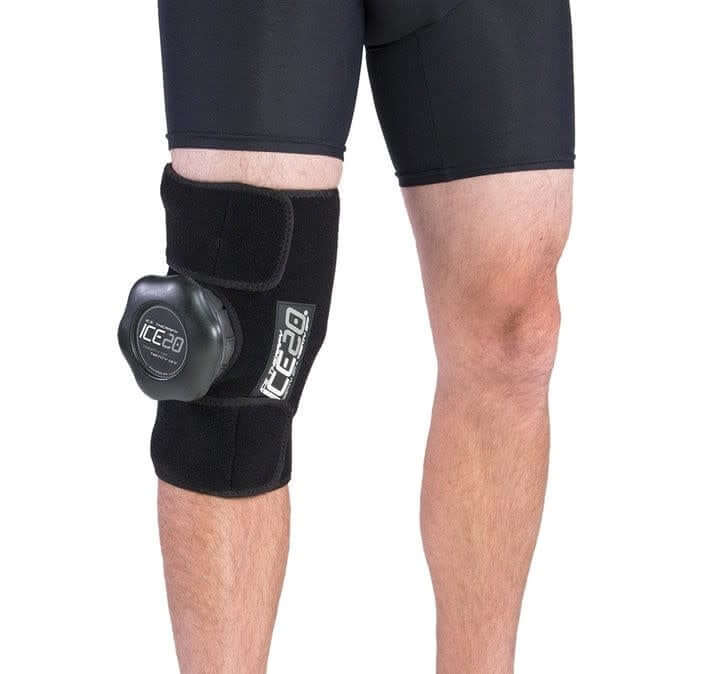 Bownet ICE20 Single Knee Compression Wrap with Velcro straps and refillable ice bag.