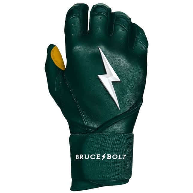 Bruce Bolt Premium Pro Long Cuff Green Batting Gloves High-Quality Cabretta Leather