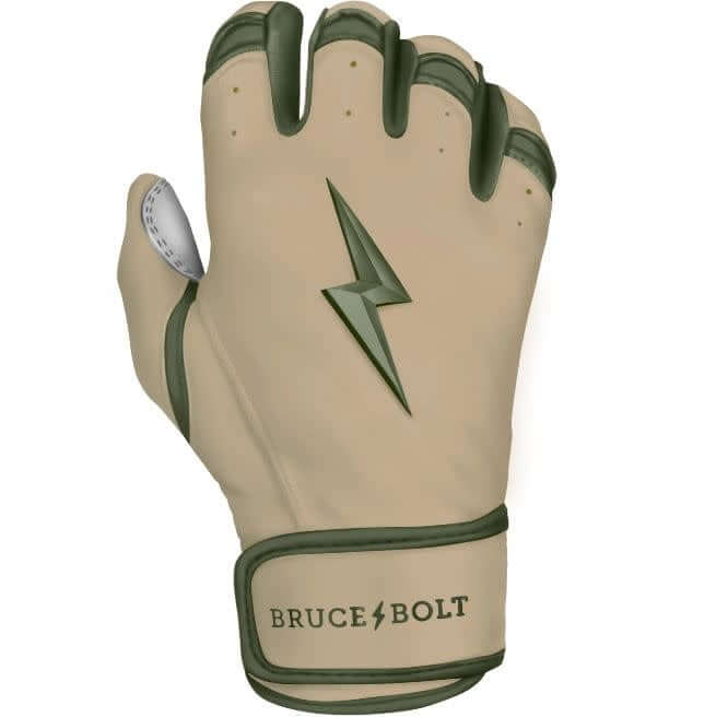 Bruce Bolt Premium Military Edition Short Cuff Batting Gloves with Double Reinforced Grey Palm
