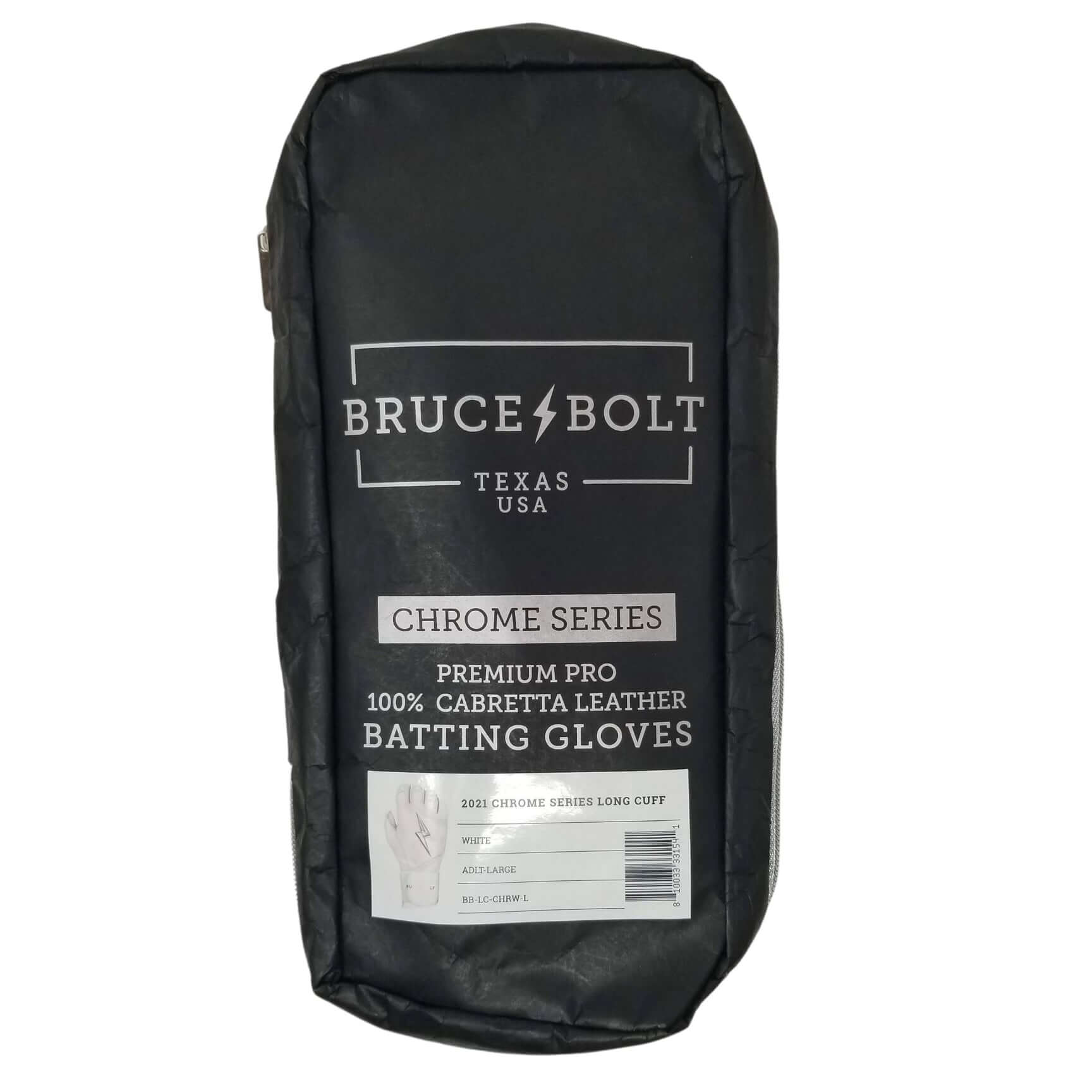 Bruce Bolt Premium Pro Chrome Batting Gloves Black with Long Cuff
