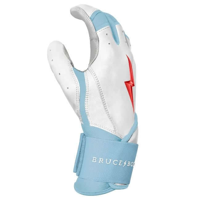 Bruce Bolt Premium Pro HAPP Series Long Cuff batting gloves inspired by Chicago flag, superior craftsmanship
