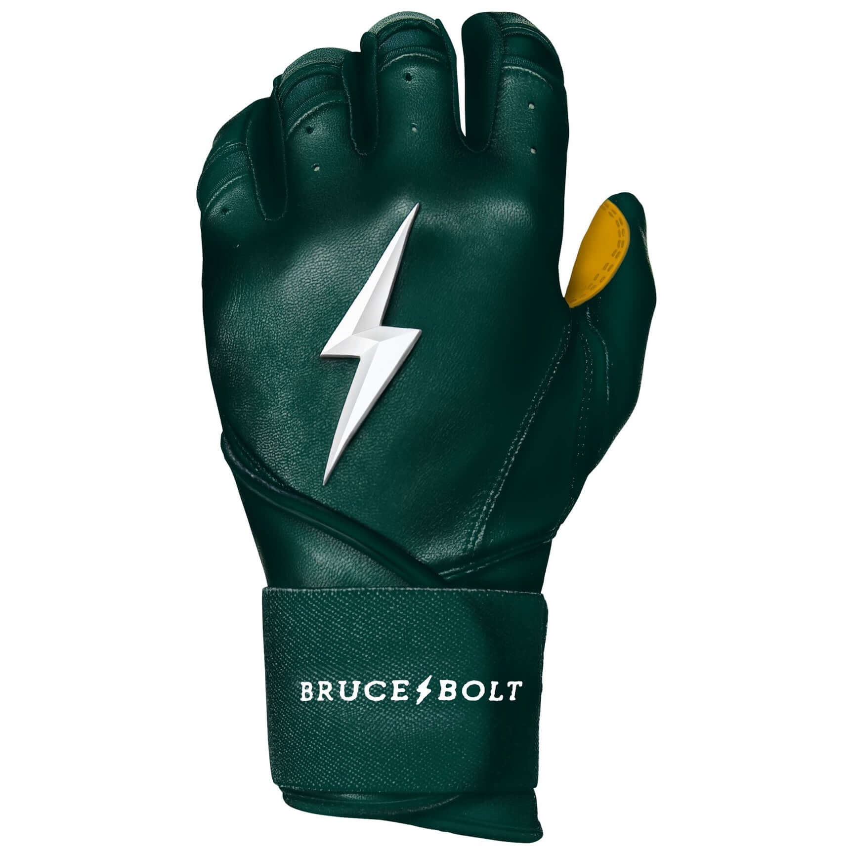Bruce Bolt Youth Premium Pro Long Cuff Batting Gloves Green front view