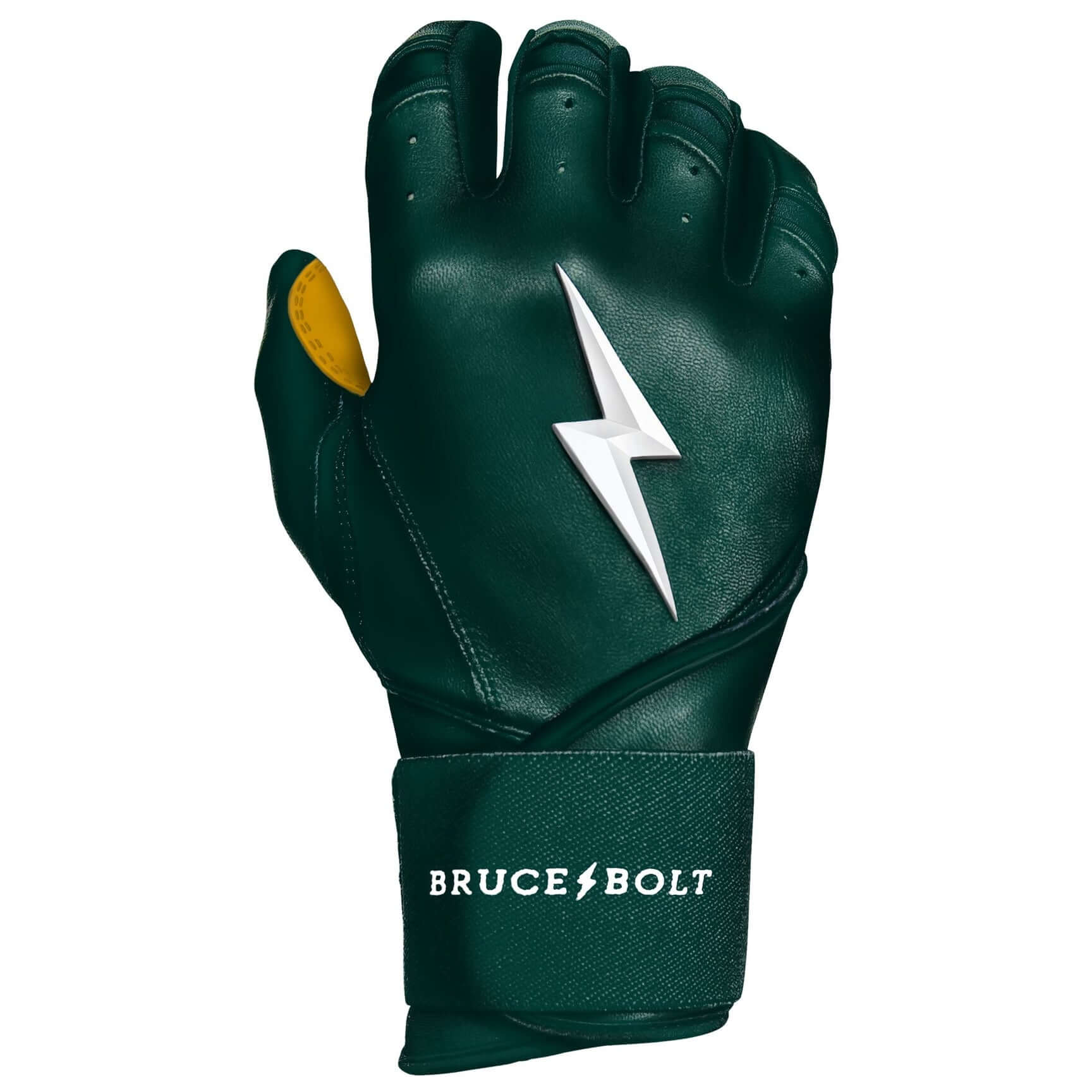 Bruce Bolt Youth Premium Pro Long Cuff Batting Gloves Green front view