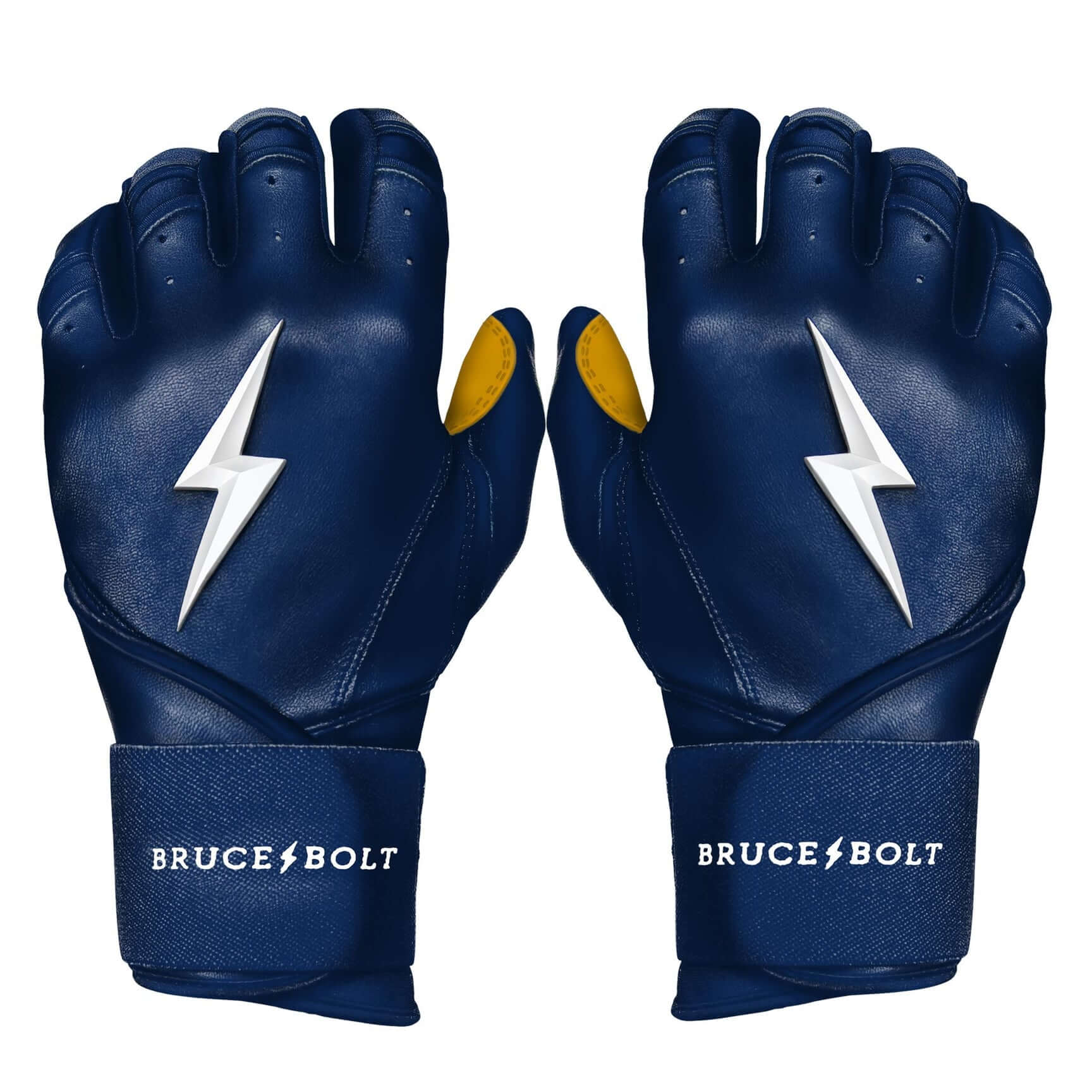 Bruce Bolt Youth Premium Pro Long Cuff Batting Gloves Navy High-quality, durable Cabretta leather gloves