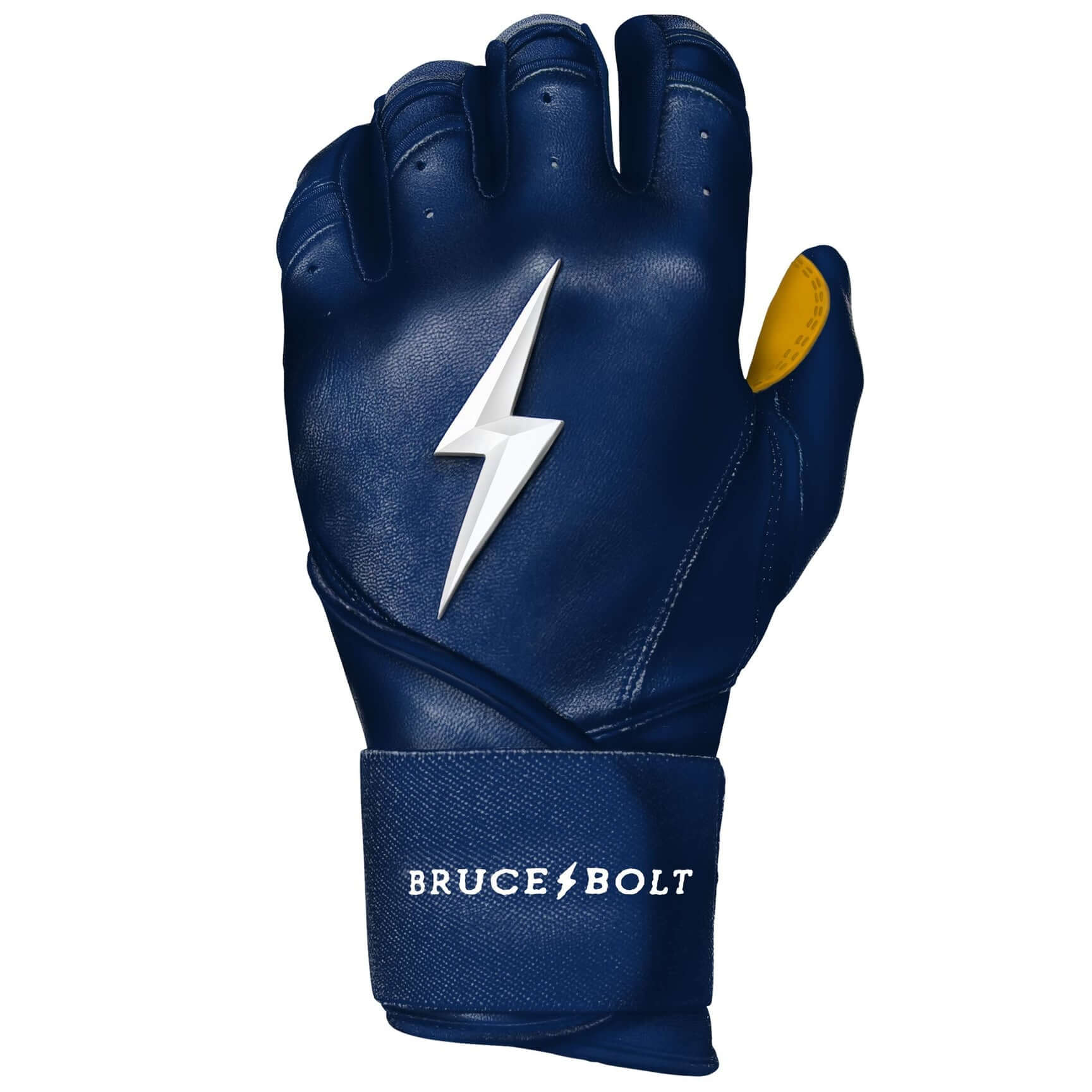 Bruce Bolt Youth Premium Pro Long Cuff Batting Gloves Navy High-quality, durable Cabretta leather gloves