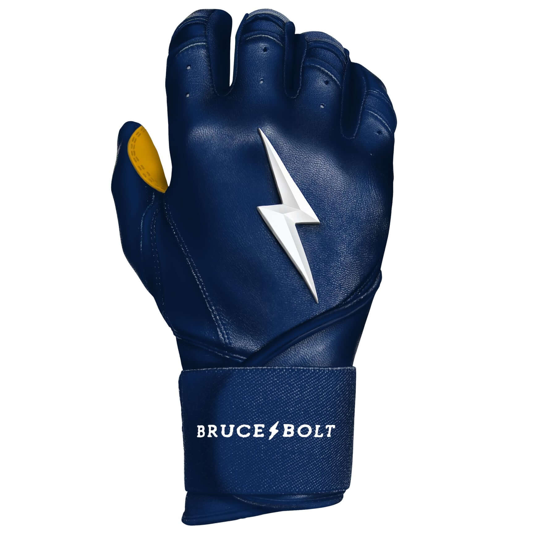 Bruce Bolt Youth Premium Pro Long Cuff Batting Gloves Navy High-quality, durable Cabretta leather gloves