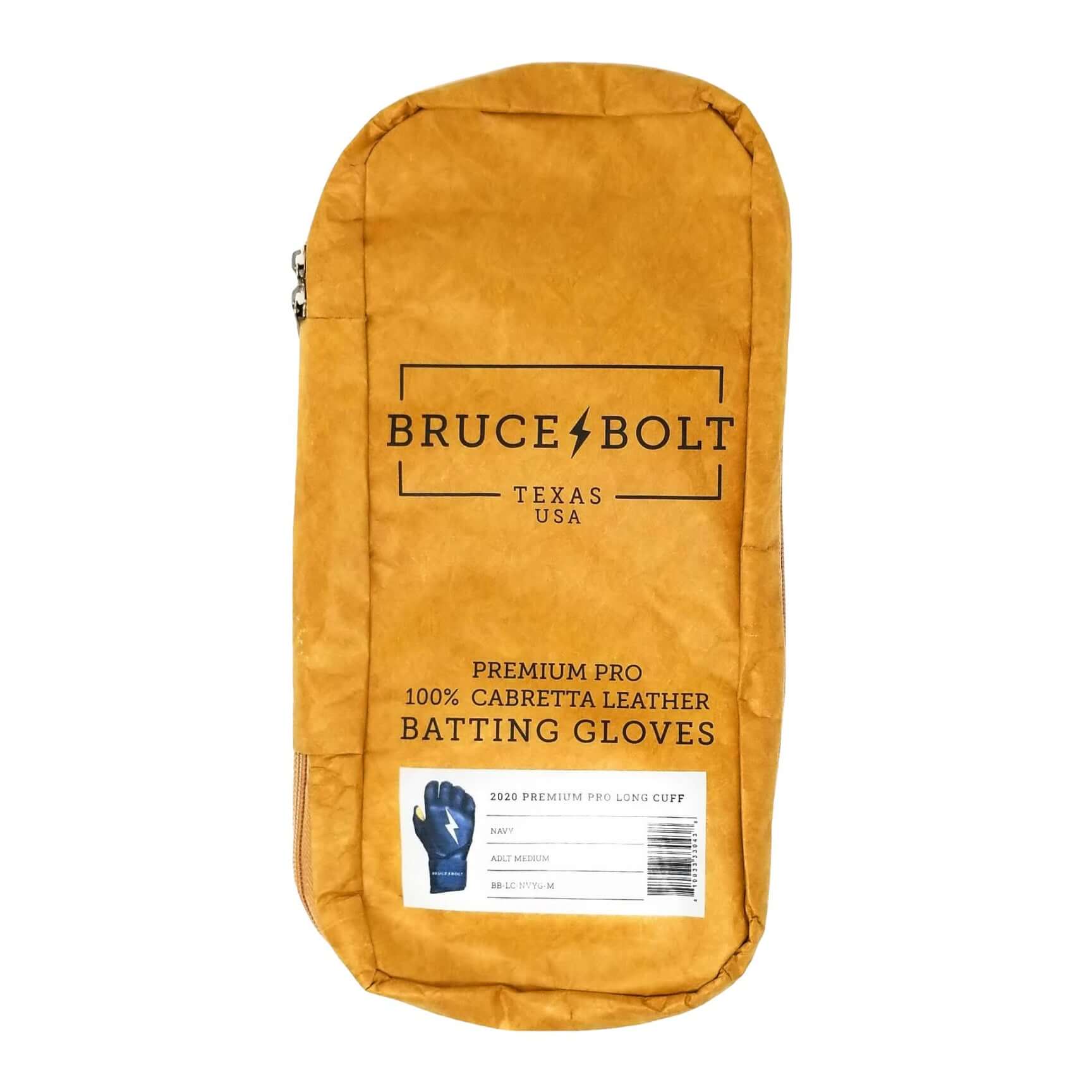 Bruce Bolt Youth Premium Pro Long Cuff Batting Gloves Navy High-quality, durable Cabretta leather gloves