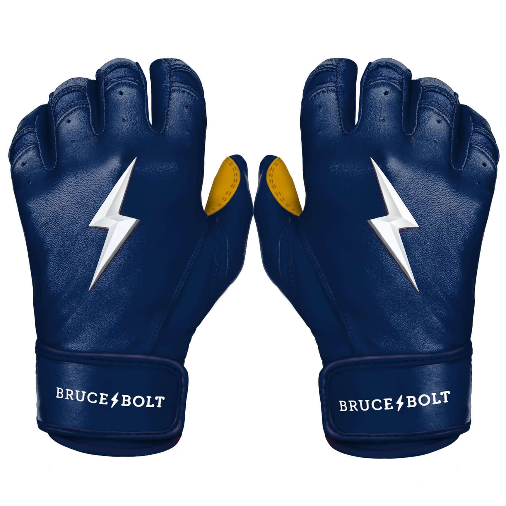 Bruce Bolt Premium Short Cuff Navy Batting Glove High-quality 0.9mm Cabretta leather, durable and soft.