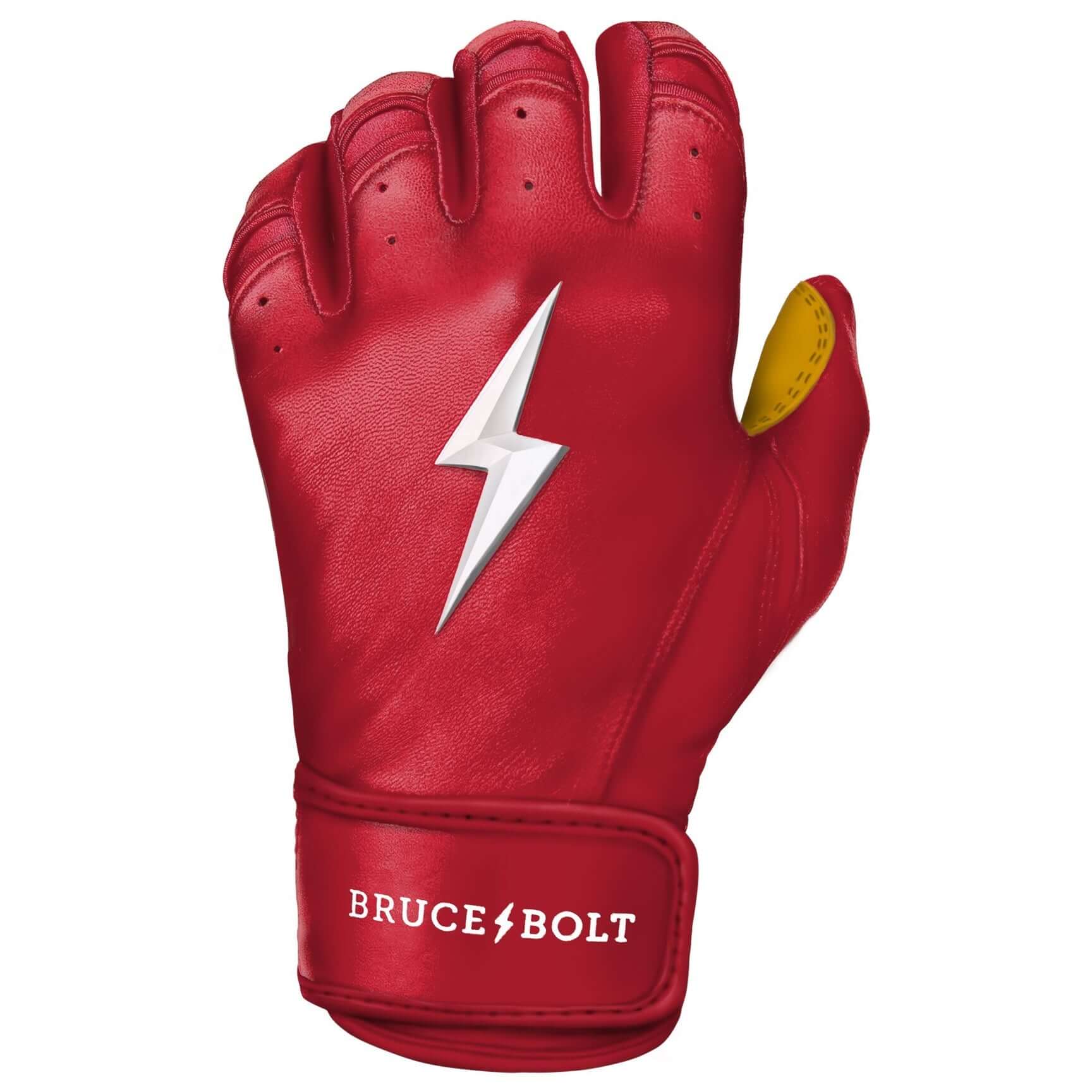 Bruce Bolt Youth Premium Pro Short Cuff Red Batting Gloves