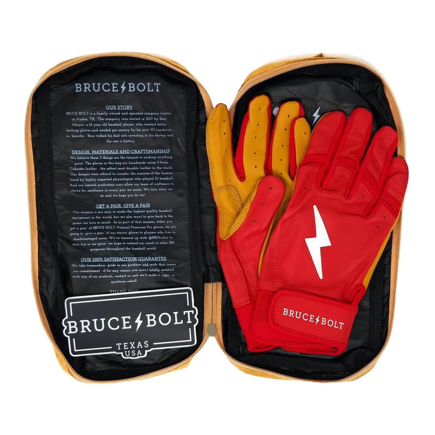 Bruce Bolt Youth Premium Pro Short Cuff Red Batting Gloves