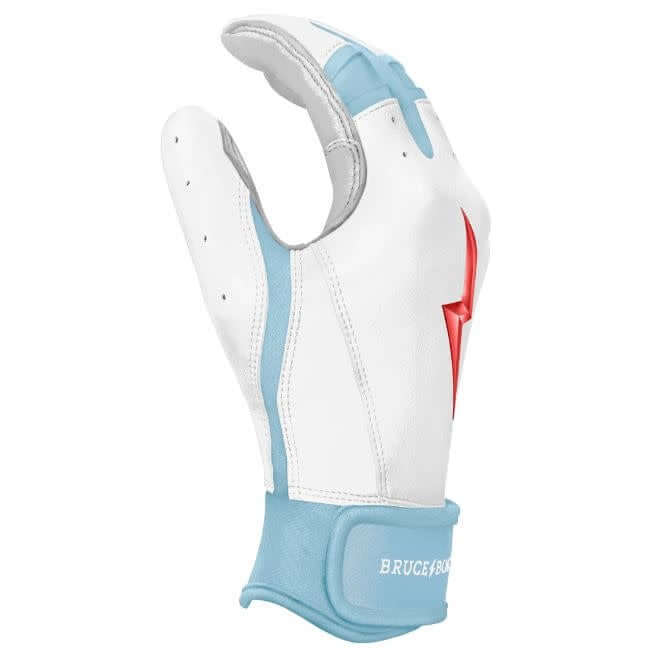 Bruce Bolt Premium Short Cuff Happ Series batting gloves with Chicago flag-inspired design