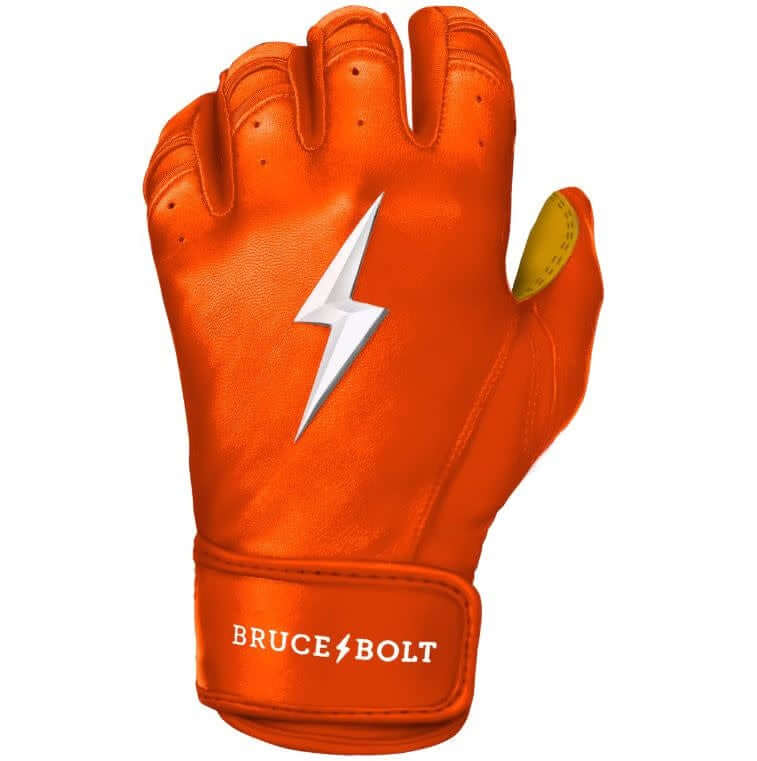 Bruce Bolt Premium Short Cuff Orange Batting Gloves