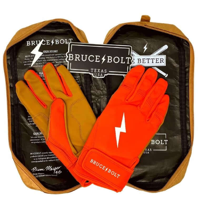 Bruce Bolt Premium Short Cuff Orange Batting Gloves