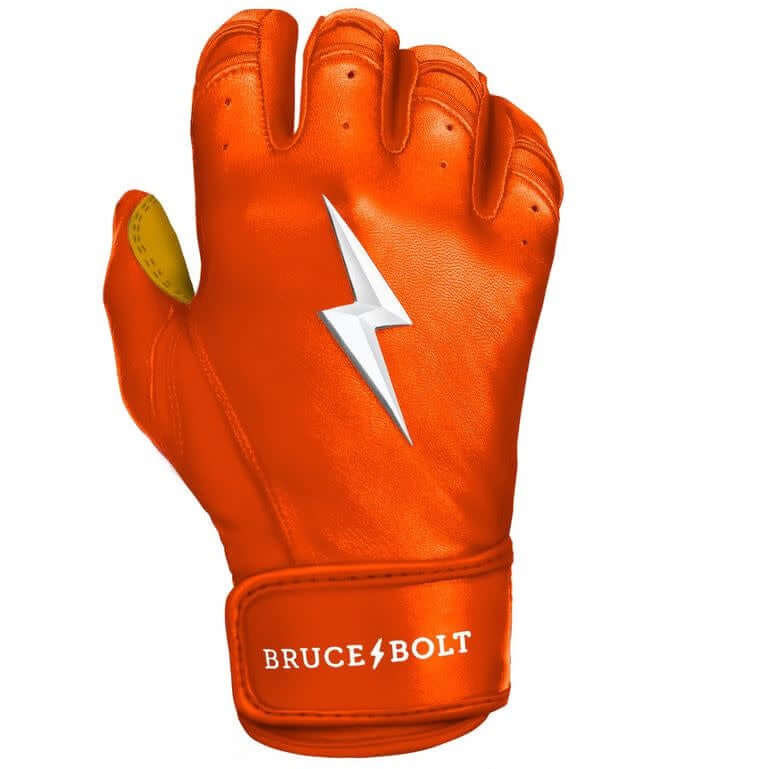 Bruce Bolt Premium Short Cuff Orange Batting Gloves
