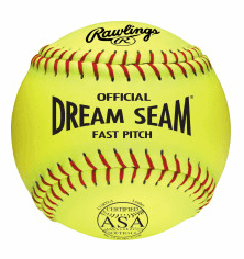 Wilson ASA NFHS 11 Dream Seam Leather Softball with high-density cork core and raised seams.